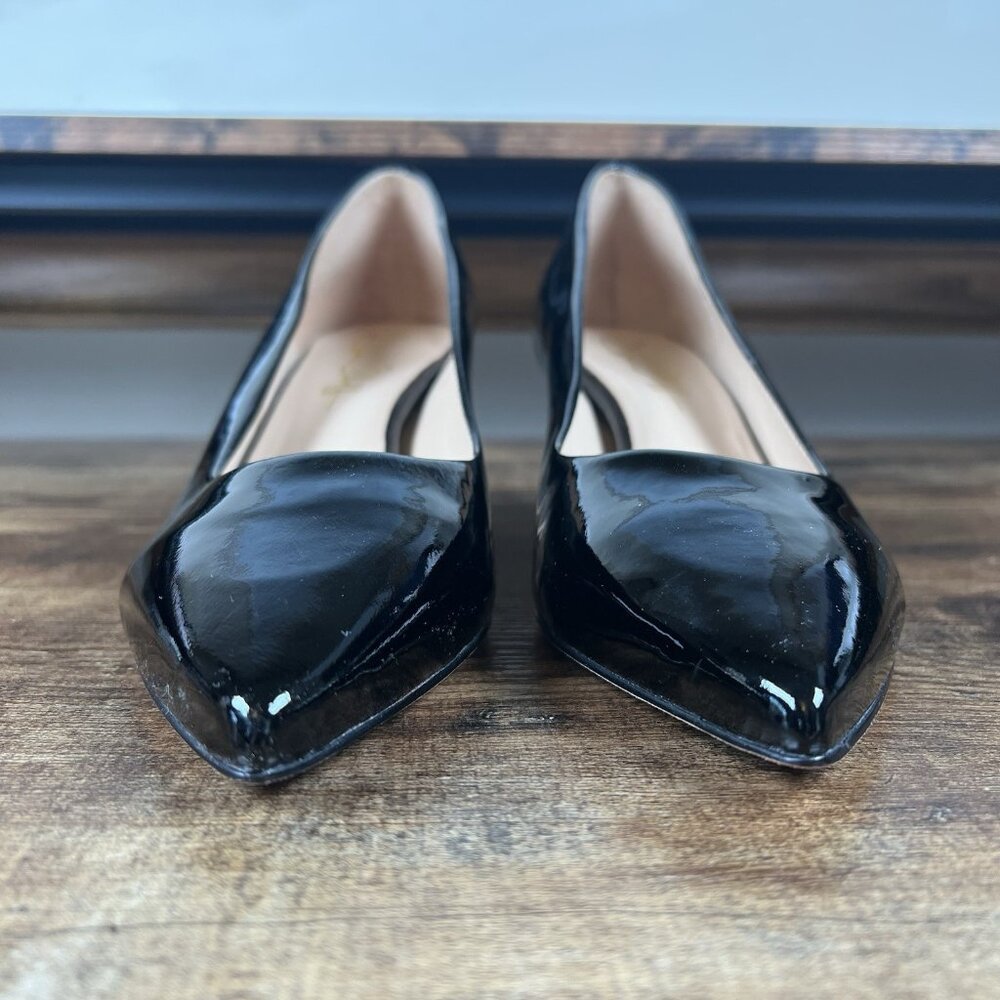 Joan Oloff Vero Cuoio Patent Leather Pumps 2.5" Heel Black Shiny - Picture 10 of 10